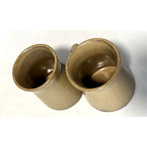 2 Vintage 1950s Bennington Potters VT David Gil #1300 Brown Tan 3.75" Mugs - Picture 5 of 8